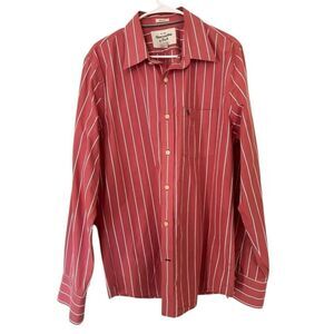 Abercrombie & Fitch Muscle Fit Button-Down Shirt XXL Red White Stripes Casual Me